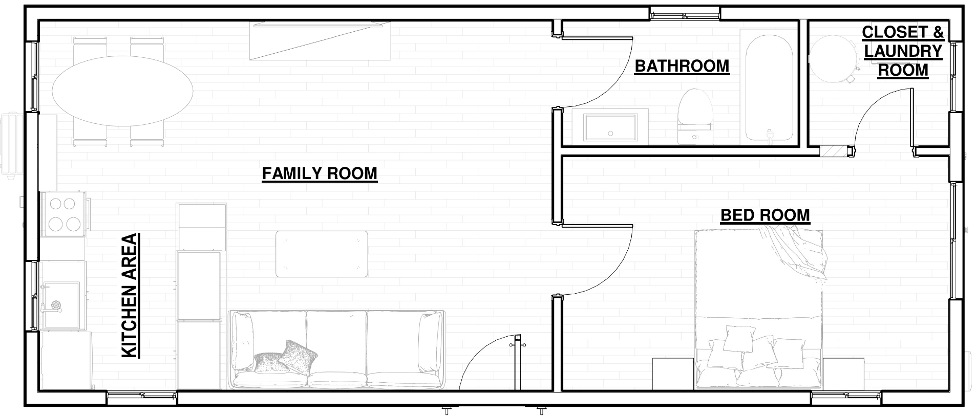 Simple ADU Floor Plan (With Labels)